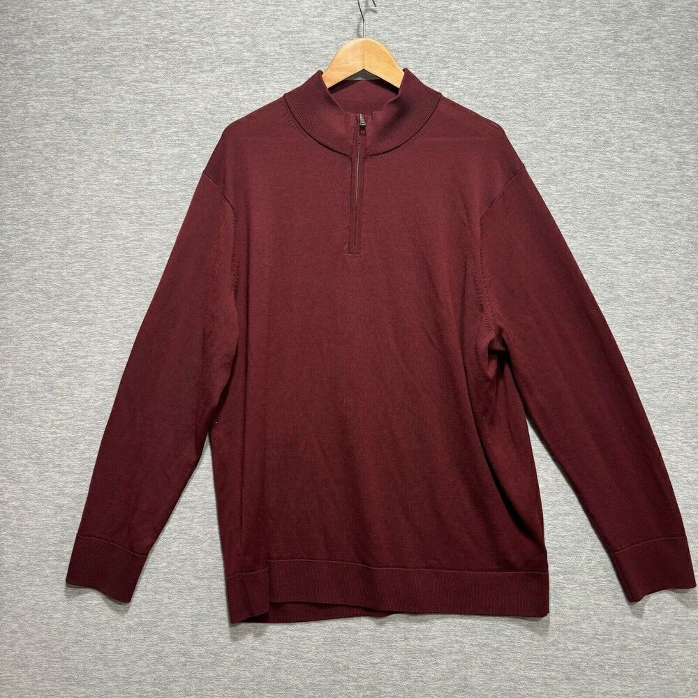 Brooks Brothers Brookstech Merino Wool 1/4 Zip Rollneck Sweater Mens XXL Red